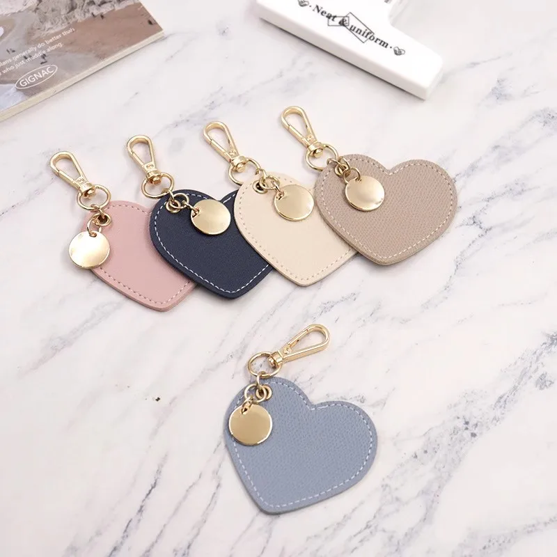 Personalized Leather Cute Heart Keychain Opp Bag Alloy Leather Key Ring Buffalo Charm Custom Logo PU Promotion Gift Pu Leather
