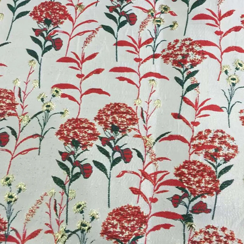 High quality 3d glitter silver flowers floral design metallic woven dressmaking 100% polyester yarn dyed jacquard brocade fabric