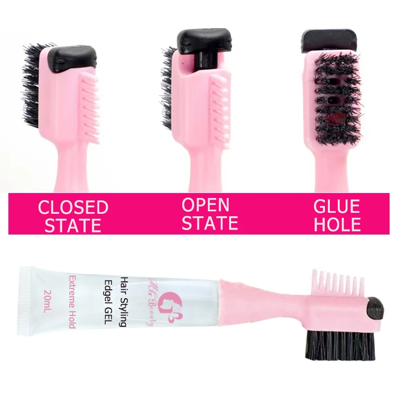 OEM Private Label Lace Wig Gel Edge Control Brush With Gel Tube Baby Hair Brush With Gel Tube