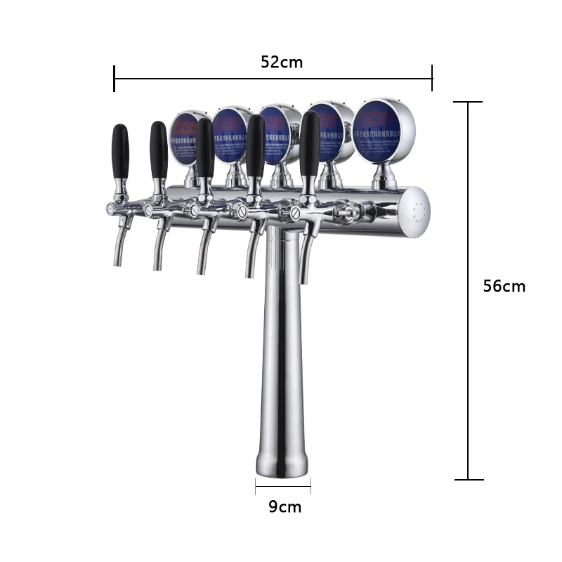 Top Quality T Type 5 Taps SS304 Beer Tower Draft Beer Font Dispenser Flow for Kegerator Bar Home