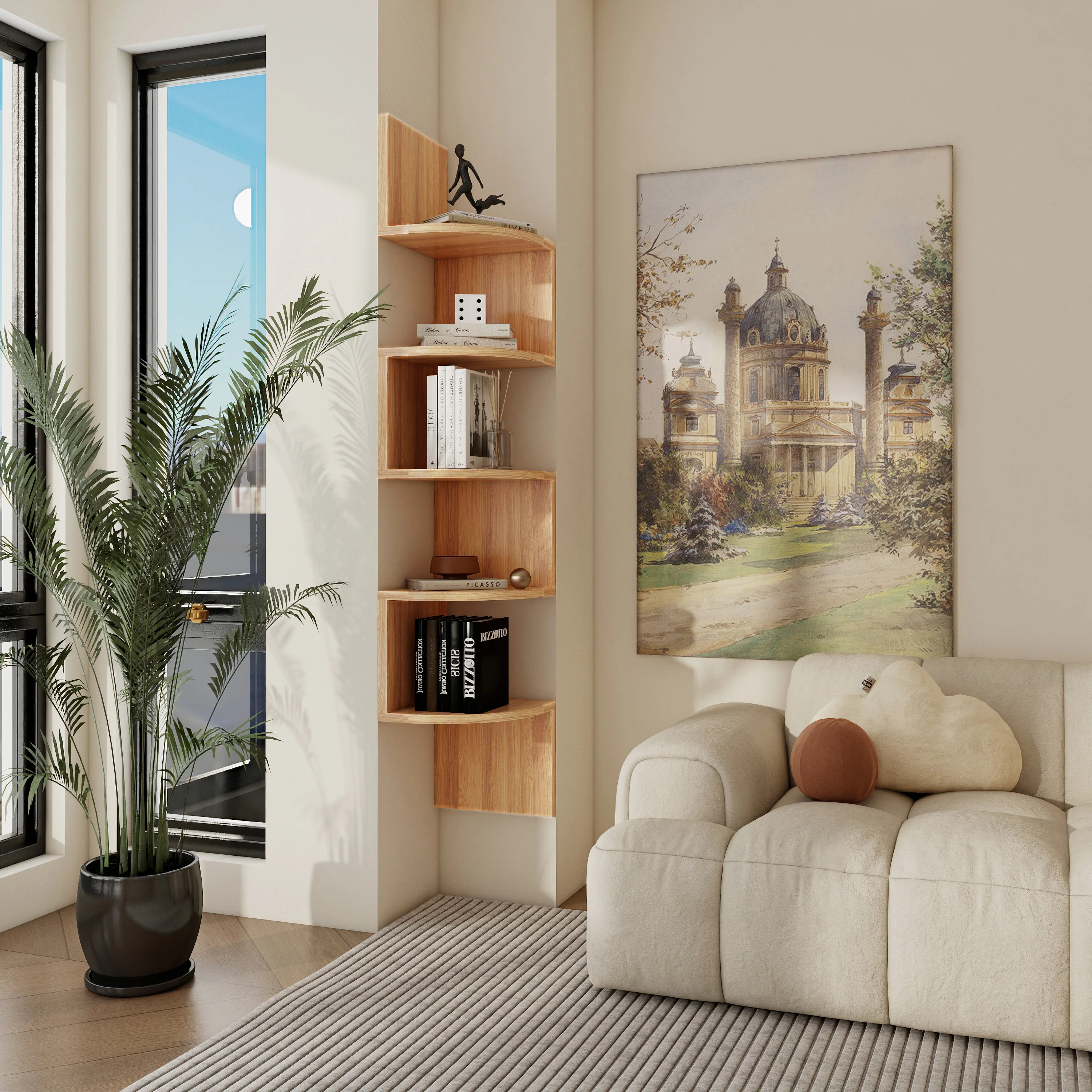 Living Room Modern Book Store Home Bookshelves Wood Display Rack Bookshelf Ladder Book Shelves