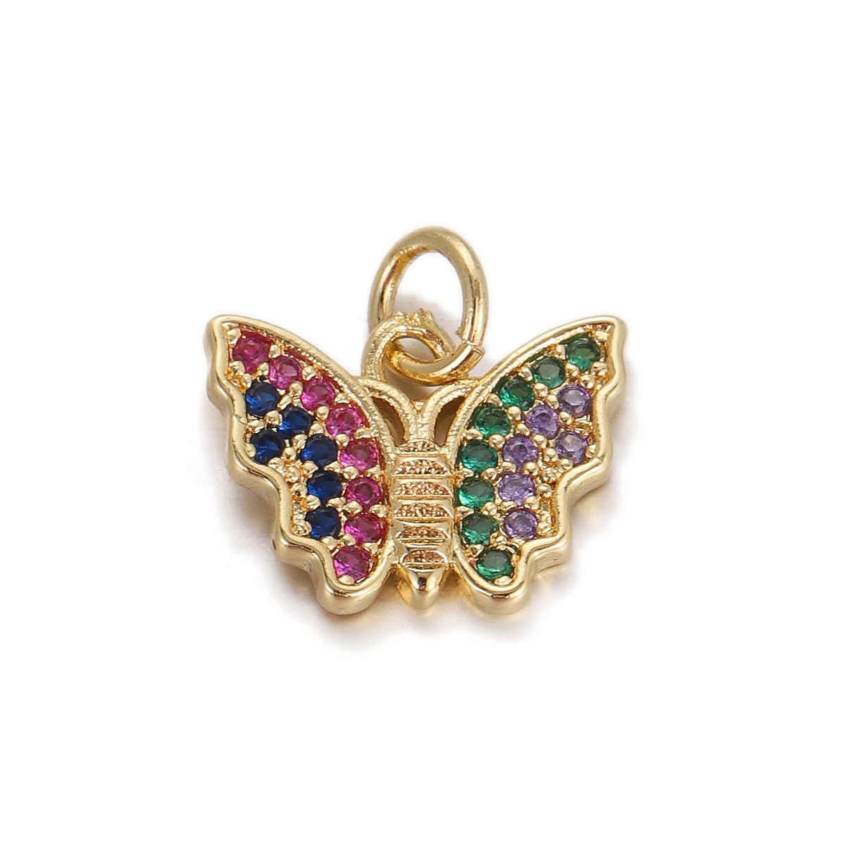 Trendy Colorful Cute Cat Owl Elephant Pendant Gold Plated Cubic Zirconia Ornament Accessories Wholesale