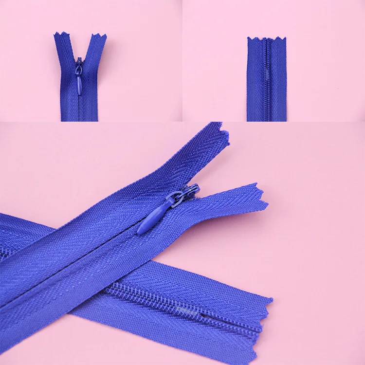 Custom Fabric Tape Nylon Invisible Zipper with Waterdrop Puller for Garment and Skirt