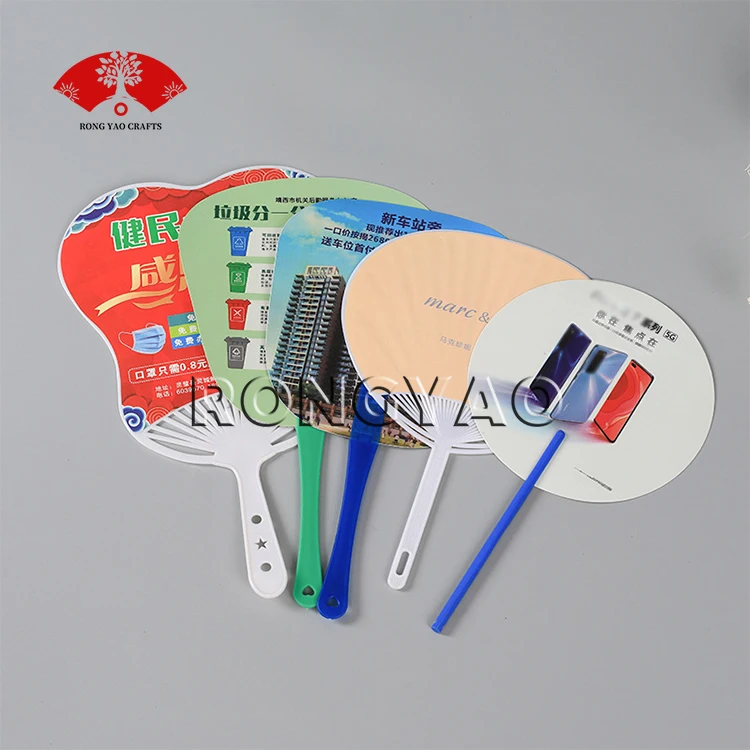 Cheap Custom Shape Round Plastic Fan For Advertisement Promotional Gift Summer Mini Small PVC PP Hand Held Manual Fan