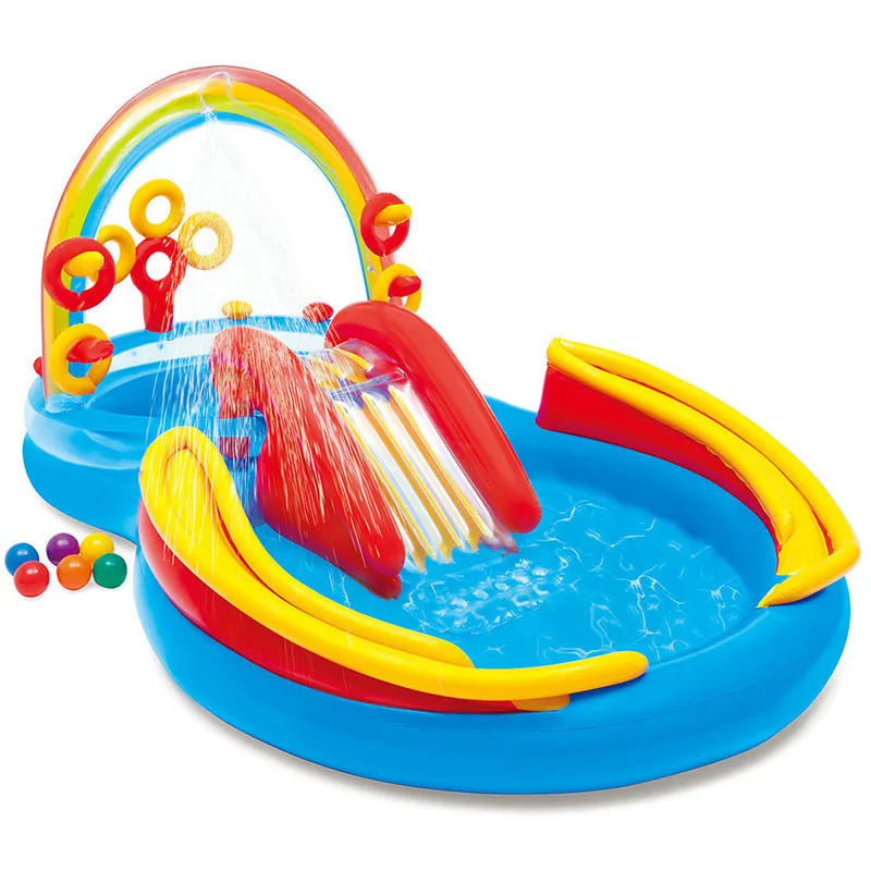 INTEX 57453 Rainbow Ring  pool kinds Play center inflatable water slide island