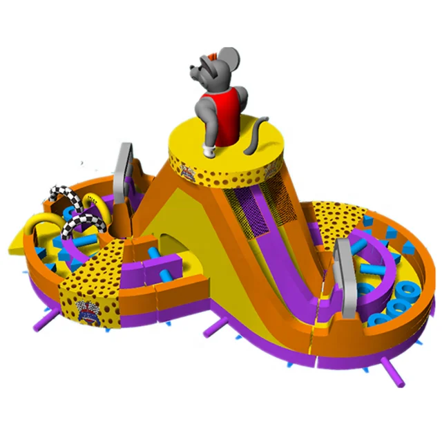 Popular inflatable competition playground obstacle games kids jumping castle inflatable side with tunnel for Kids