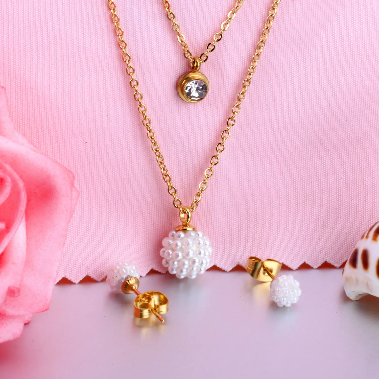 Cheap Price Fashion Jewelry Set Best Quality Cutting Earings Jewelry Women Gold Plated Stainless Steel Jewelry Sets
