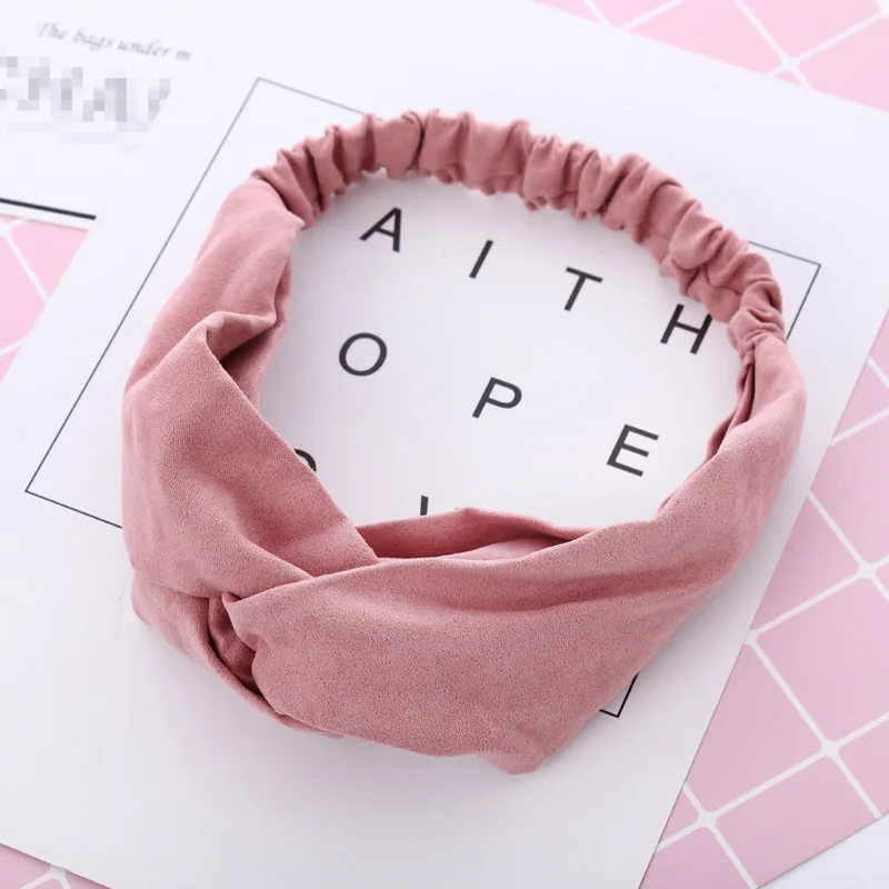 Fashion Spring Autumn Women Girls suede solid hair band elastic Headband
