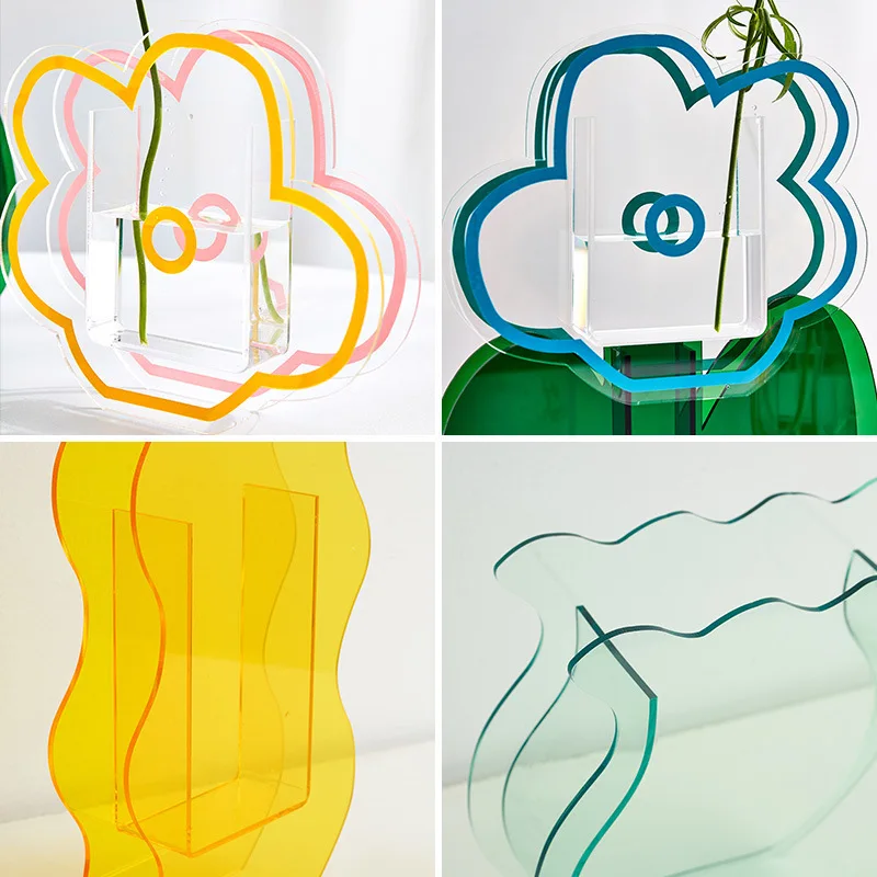 Acrylic vase custom modern minimalist acrylic vase living room ins designer colorful vase decoration table flower arrangement