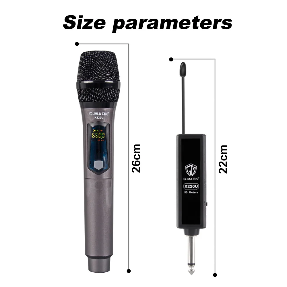 G-MARK X220U UHF Запись микрофон для караоке беспроводной с перезаряжаемой литиевой батареей приемник работы 5 часов