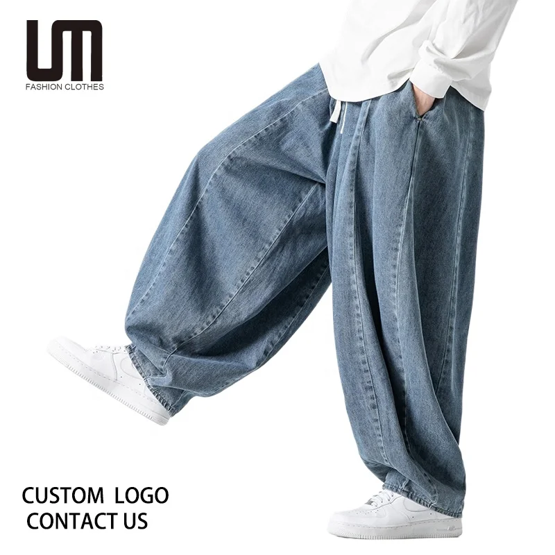 Liu Ming Wholesale Fashion Spring Japanese Streetwear Casual Denim Cargo Pants Men Clothing Loose Straight Harem Trousers
