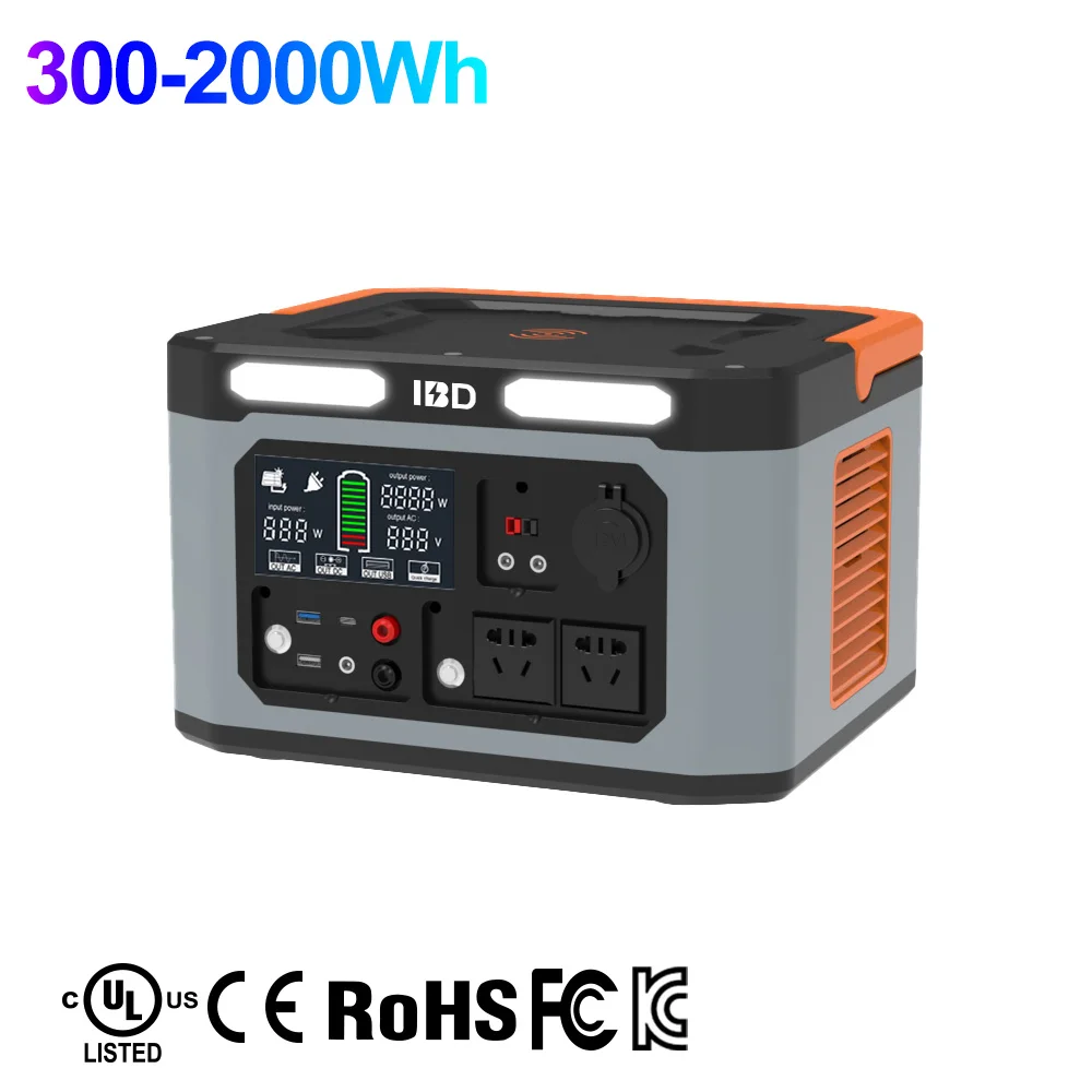 IBD Mobile Mini small dc ac usb 220v 1kw 2 kw 300w 500w 500wh 1000w 1500 1500w 2000 2000w solar camp home lifepo4 power station