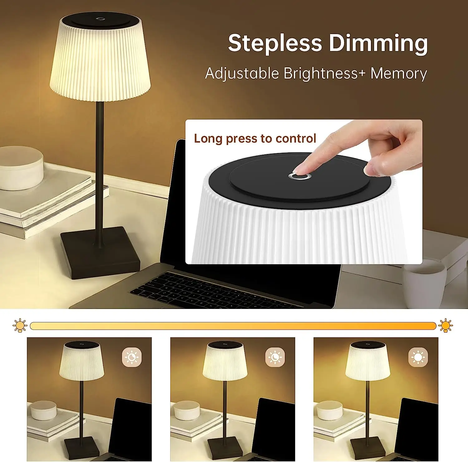 Outdoor 4000mAh Cordless LED touch control Battery Operated Waterproof Rechargeable Table Lamp for Night Light and Bedroom Hotel