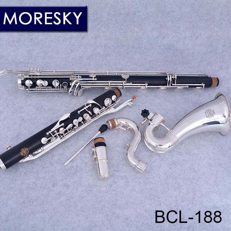 MORESKY Bass Clarinet Ebony Wood Professional Clarinet Low-C/LOWE Bb/Sib