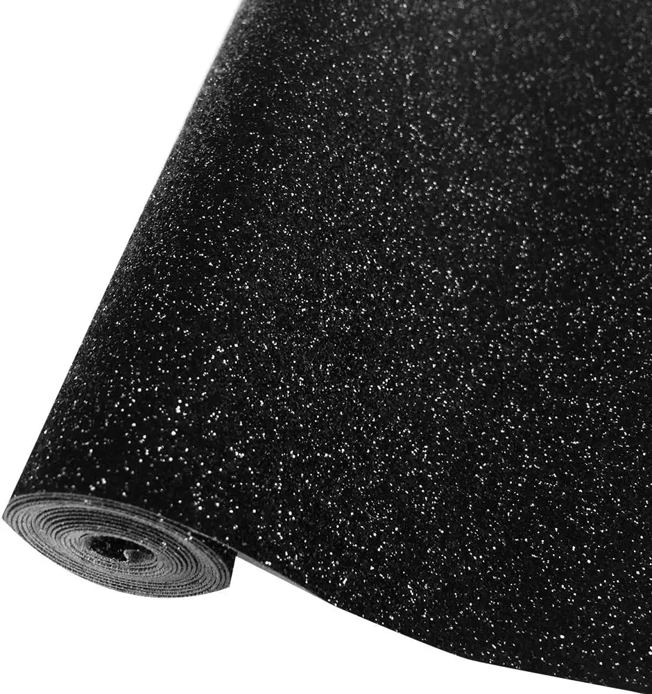 Sparkly Superfine Glitter black Leather Sheets Shiny Faux Fabric colorful Canvas Perfect for Craft Printings and wall arts