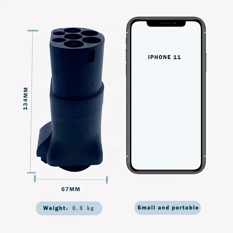 IEC 62196 Type 2 Plug To EU Schuko Socket Ev Adaptor For Extending