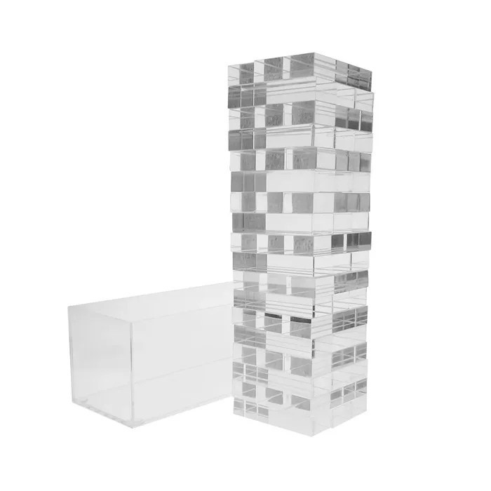 Clear 54 Pieces Acrylic Stacking Building Block With Case Custom Lucite Stacking Tower Puzzle Game