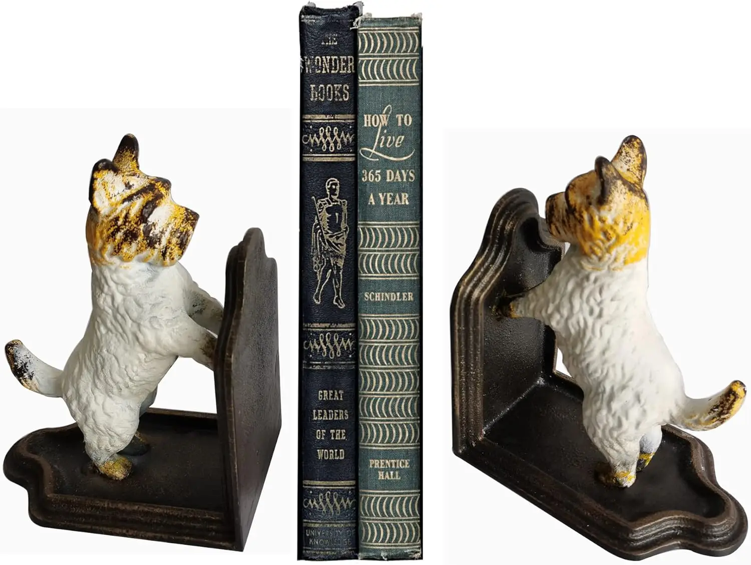 Home Decorative heavy duty cast iron dog bookend antique metal home decoration for office desk book shelf organizer