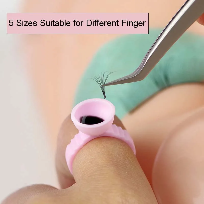 Pink Disposable Eyelash Glue Rings White Lash Extension Glue Rings Bulk Microblading Pigment Tattoo Ink Holder Cup Ring 100 pcs