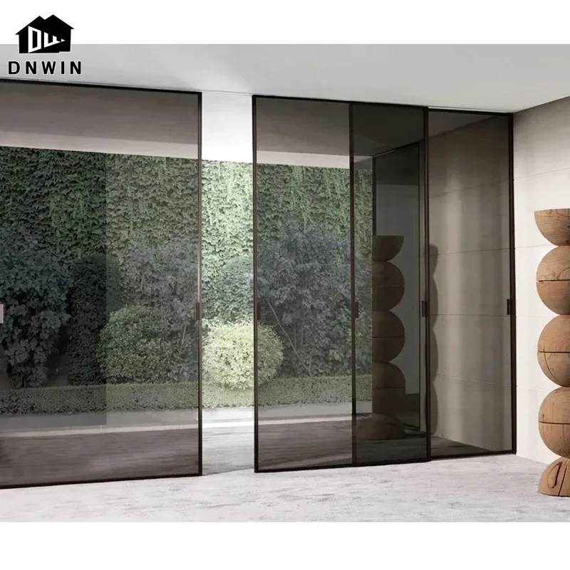 Villa aluminium high quality tempered glass entrance security sliding glass automatic door