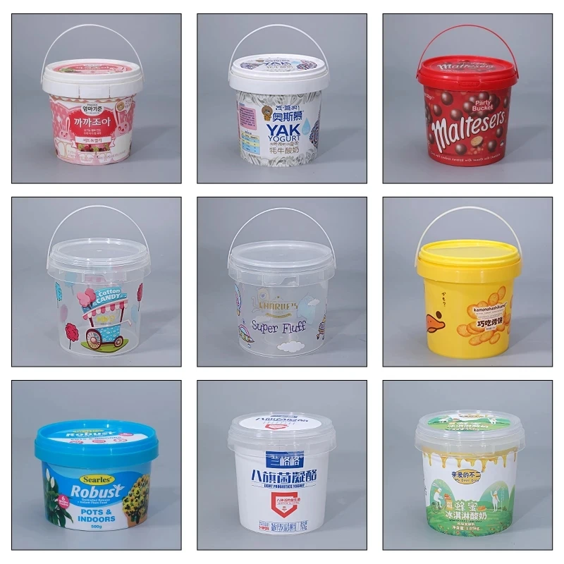 Empty 500ML Round Plastic Bucket Food Grade Packaging bottle Ice Cream Honey Storage Containers 10PCS