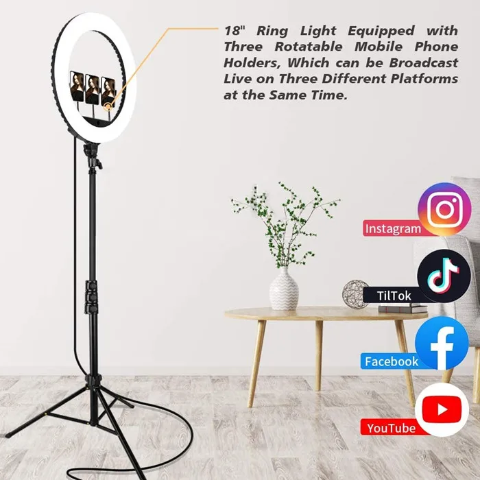 18 inch 45cm 55W Circular Dimmable Camera Photography Studio Video Lamp Led Ring Light With Cold Warm Light