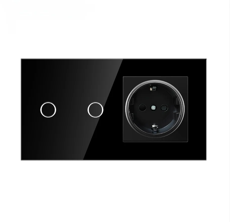 OEM   EU 45*90 wall double wifi  touch switch  and socket combination  smart method  tuya app control USB+PC