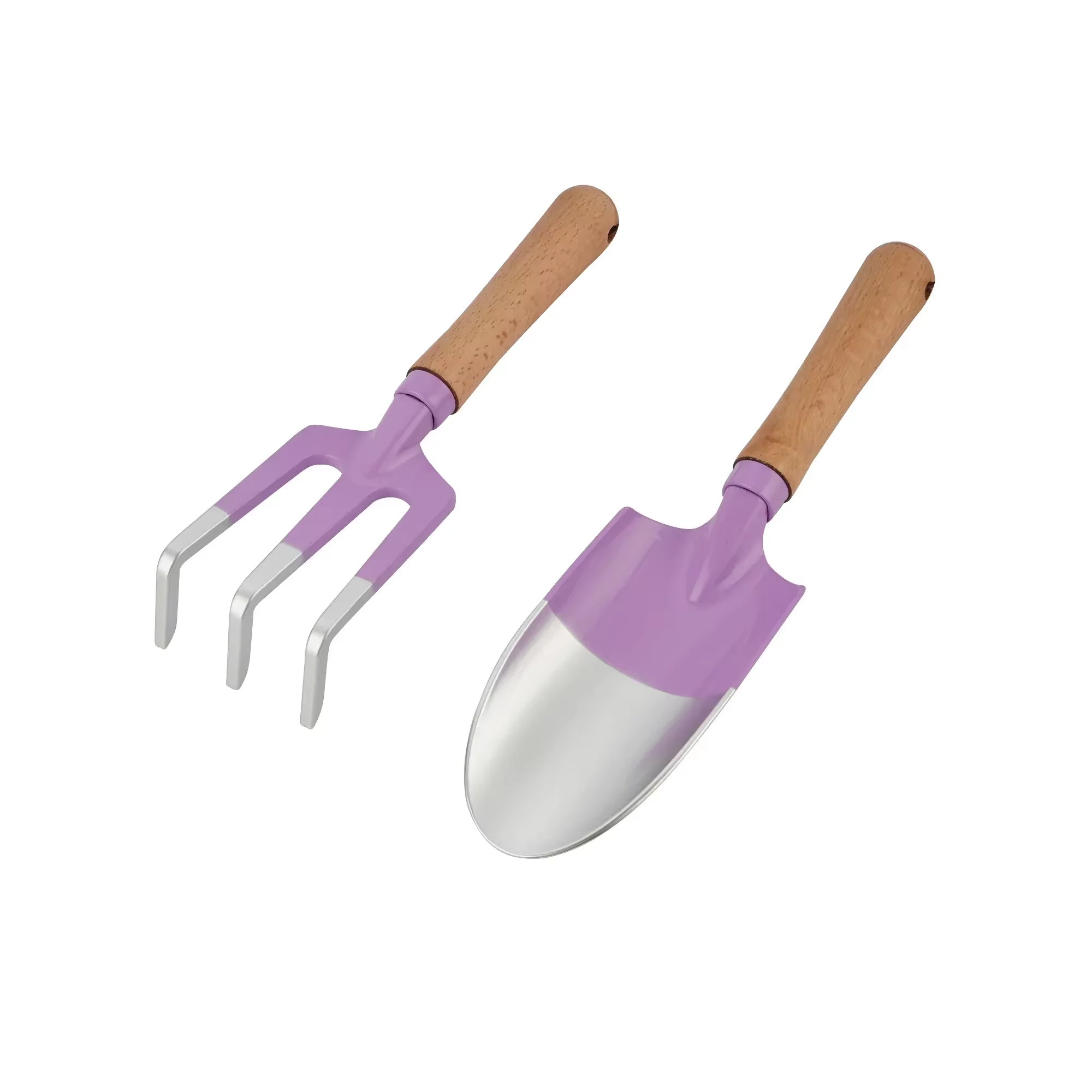 Garden HandHeld Tools Set Mini Aluminum Garden Leaf Claw Rakes Digging Small Shovel with Custom Wooden Handle