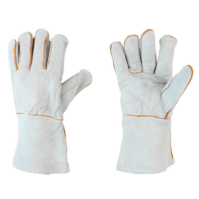 14-Inch  Heat Resistant Leather Welding Gloves Soft Lining Tig/Mig/Stick Mitts BBQ Stove Animal Handling Safety Gloves