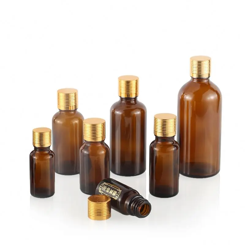Amber vials 10ml 15ml 30ml50ml perfume small essence oil bottles with plastic eye drops
