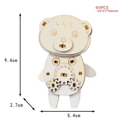Laser Cut Animal Shaped 3D Wooden Puzzles for Kids Diy Assemble Crafts mechanical gears animal model kit Educational Toys
