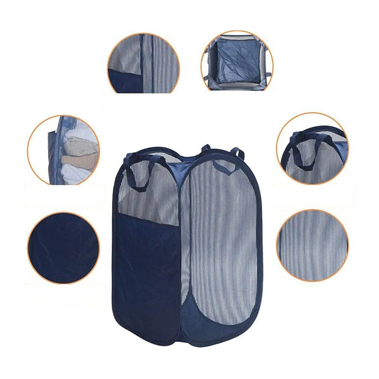 New Custom Folding Laundry Storage Basket Organizer Collapsible Mesh Laundry Basket