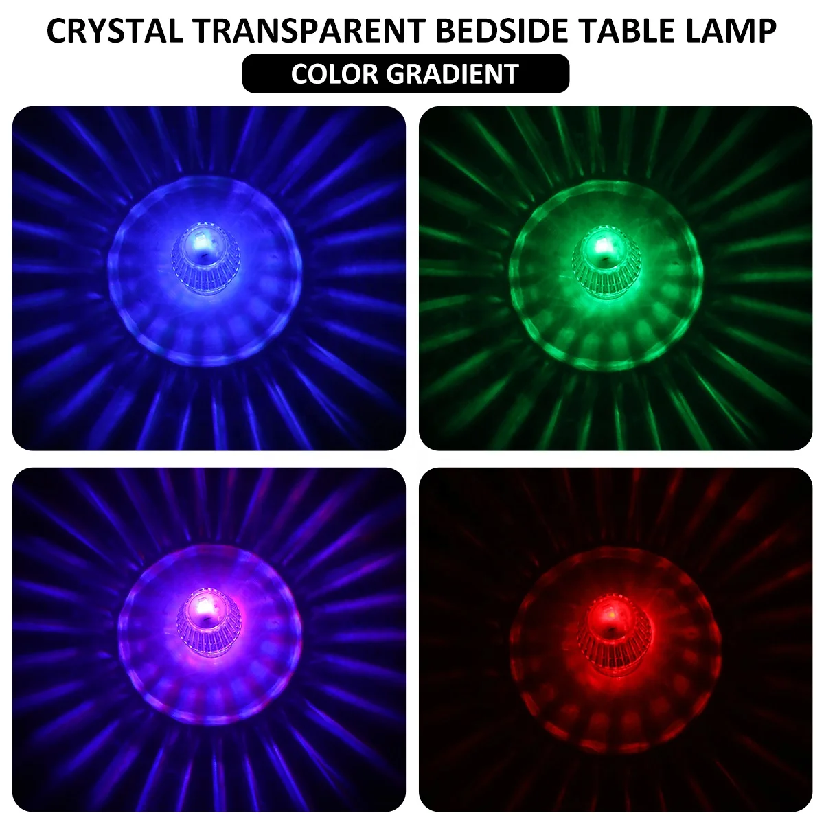 Mini Crystal Night Light RGB Battery Powered LED Bedside Night Light Home Decor Bedroom Atmosphere Birthday Gift Desk Lamp
