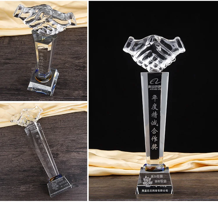 ADL Cheap Crystal Badminton Trophy Custom Crystal Trophy Award Crystal Football Trophy