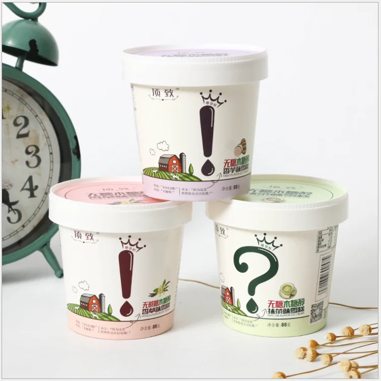 China Made Professional Wholesale Yogurt Paper Cup With Paper Lid Ice Cream Cup Packaging