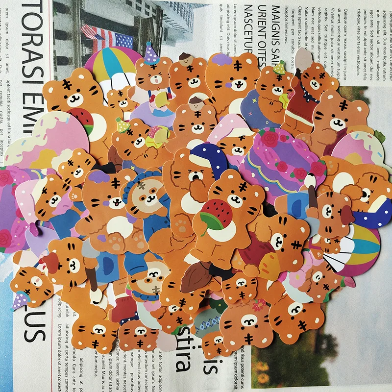 40 pcs cute kawaii tiger stickers for water bottle laptop