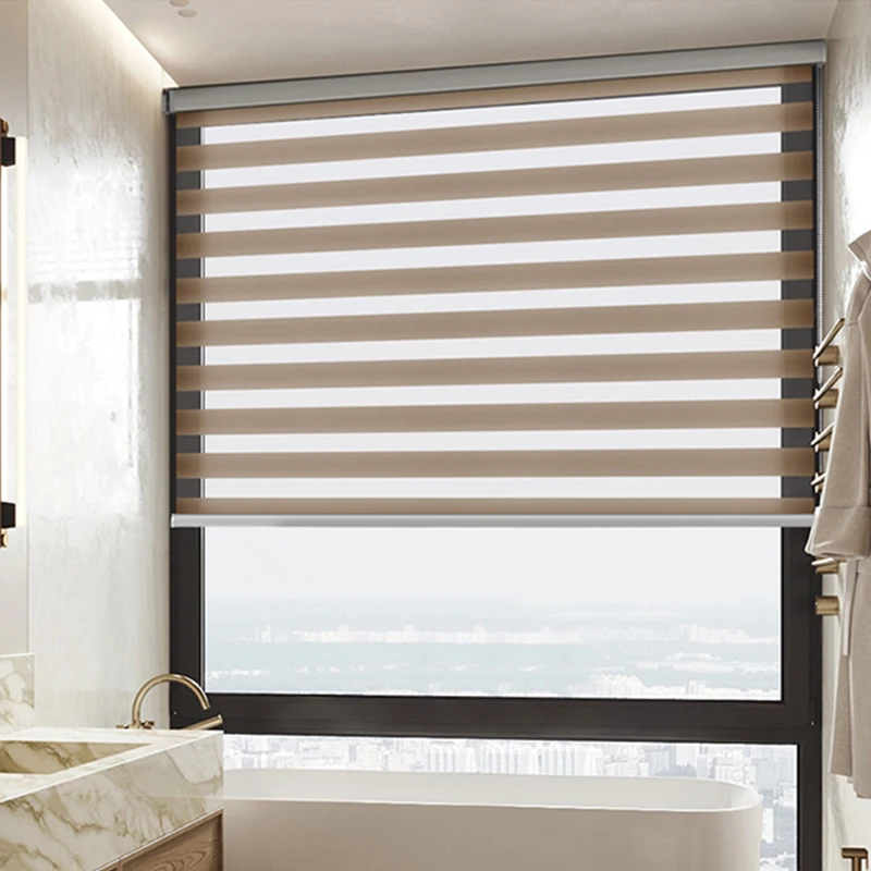 Современные стильные двойные роликовые затемняющие полосатые роликовые жалюзи, водонепроницаемая полупрозрачная затеняющая система «все в одном» (Bead)