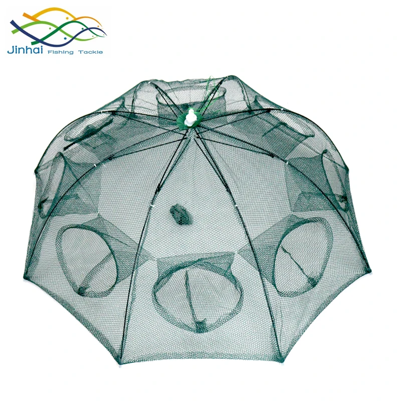 Chinese manufacturer wholesale 4 6 8 10 12 holes shrimp  knotless net Umbrella cage crab fishing shrimp cage