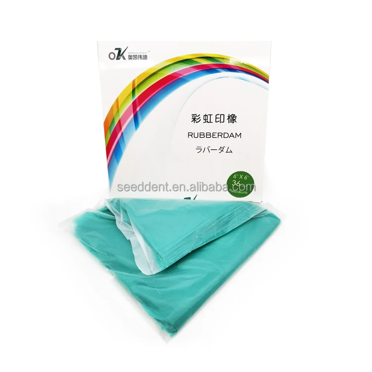 Disposable Latex Dental Rubber Dam Templat Sheet 5*5 6*6 Blue or Green Color