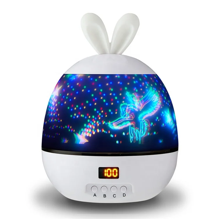 2021 Amazon Fluorescent Rabbit Timing Starry Projection Lamp Rotating LED Starry New Strange Christmas Atmosphere Night Light