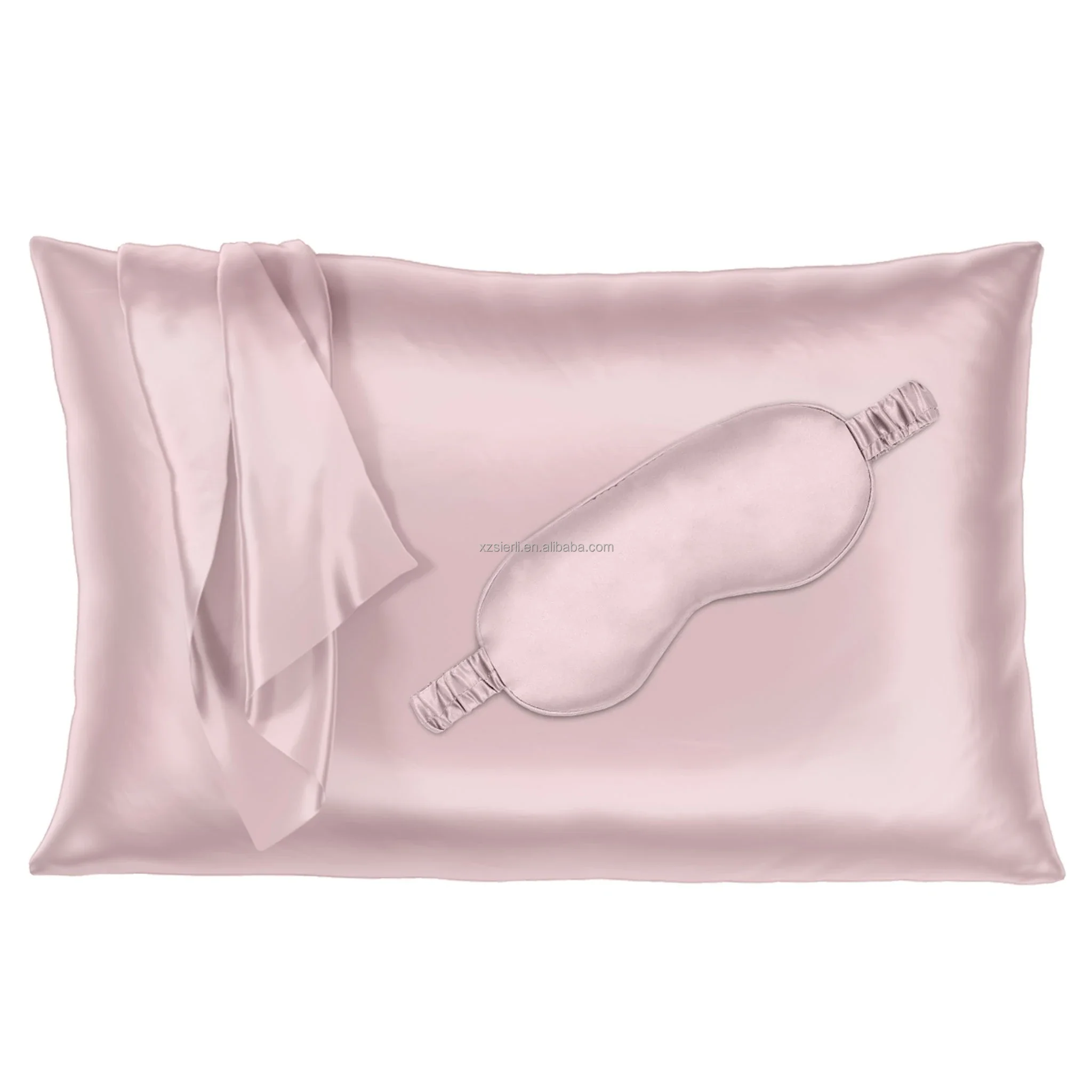 Custom luxury 100% pure silk hair scrunchies pillowcase and eye mask set with box