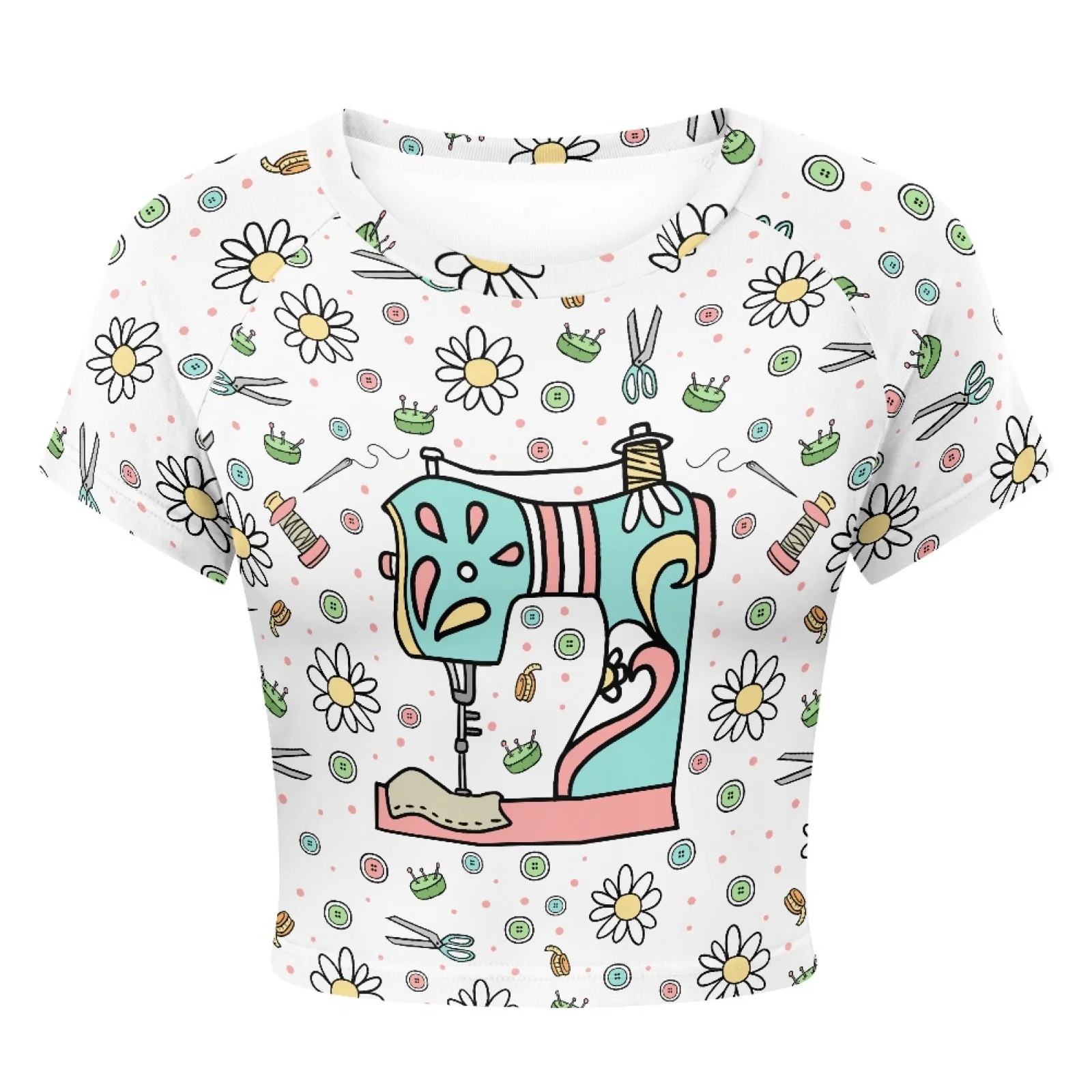 Sublimation Sewing Pattern Summer Custom Baby Tee Y2k Crop Tops Drop Shipping Short Sleeve Cropped T-shirts