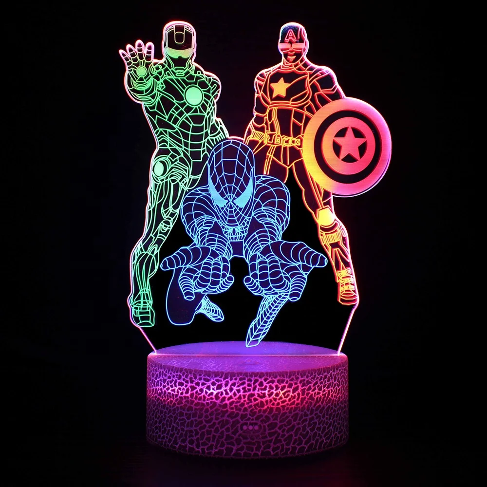 3pcs Acrylic Board Color Changing RGB Touch Remote Control 3D Optical Illusion Night light With Crack Base for Home Bedroom