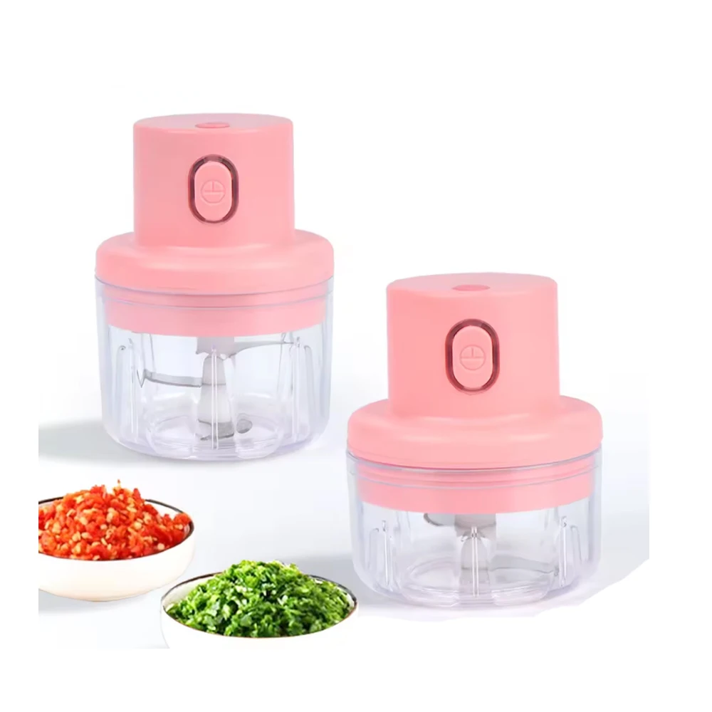 2024 45W Waterproof Electric Wireless Rechargeable Food Processor Double Cups Food Chopper Meat Grinder For Food Meat Vegetables