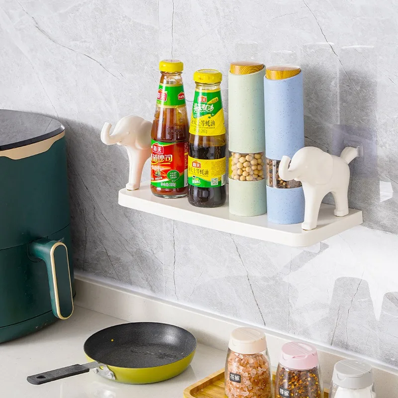 Cute Elephant Wall Mounted Storage Rack New Kitchen and Bathroom Draining Shelf Stylish Wall Shelves