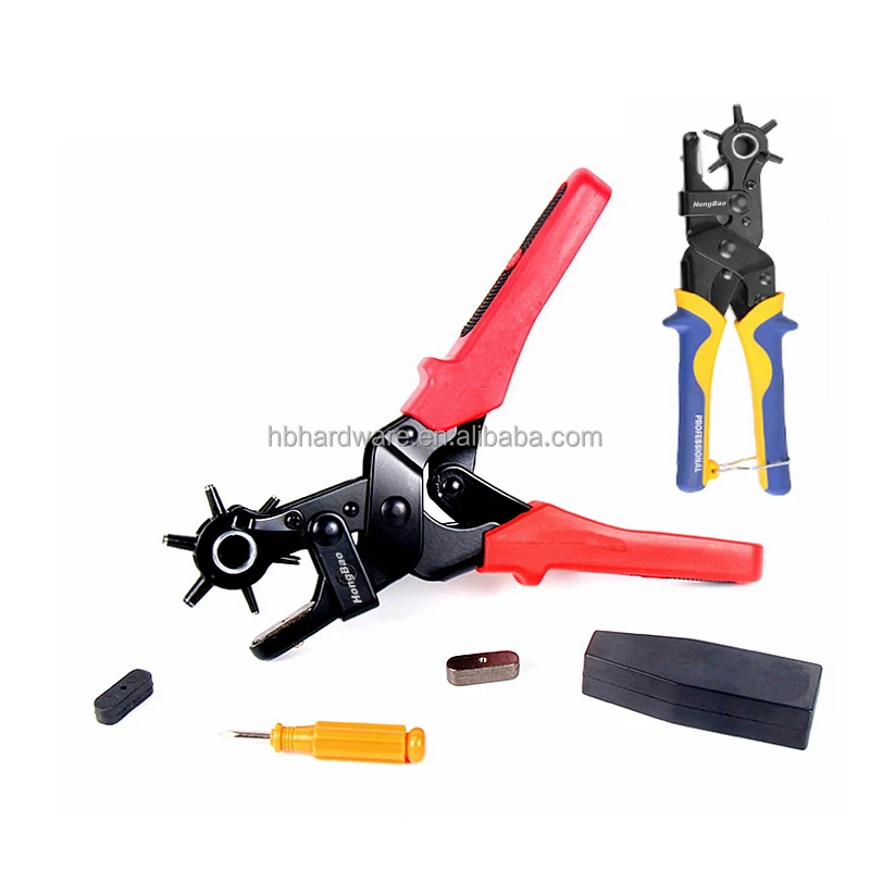 Drop Forged Heavy Duty Leather Belt Hole Revolving Punch Plier Hole Punch 2-4.5mm Puncher Head Perforator Revolving Punch Pliers
