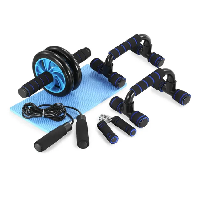 Лучшая цена тренировки силовых тренировок 5 в 1 двойные колеса Ab ролик Набор