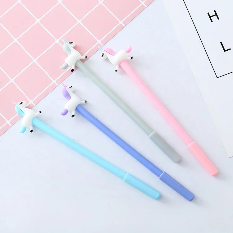 Promotional gift unicorn gel pen 0.5mm ink plastic kawaii gel pen for kids