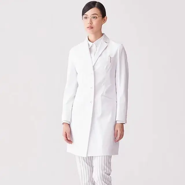 Customized logo professional unisex cotton polyester hospital uniforms medical science doctor nurse wear white lab coat