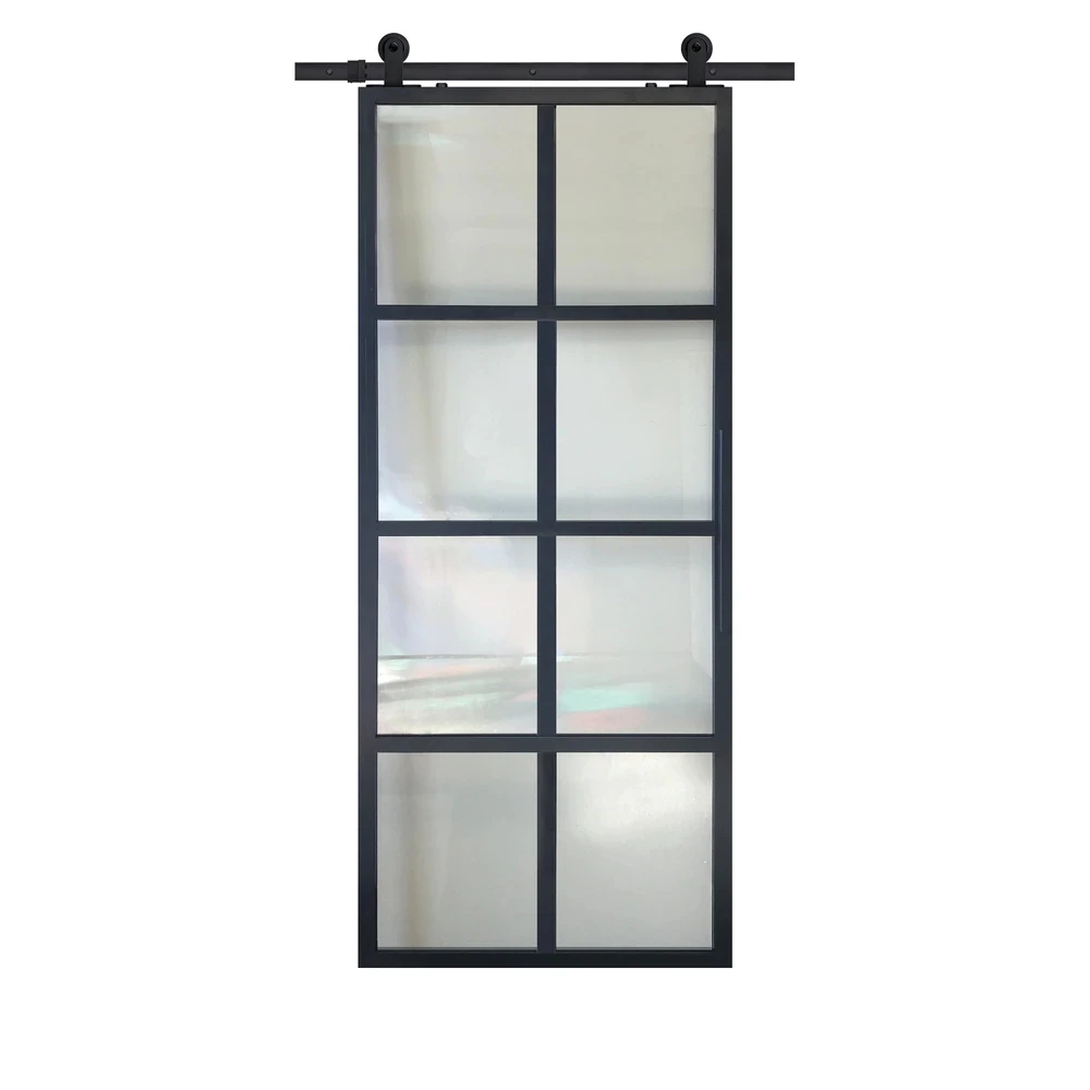 Premium Ameica/Europea Style Quality Smooth Iron Barn Doors  Powder Coating Steel Sliding Window and Doors with Screen